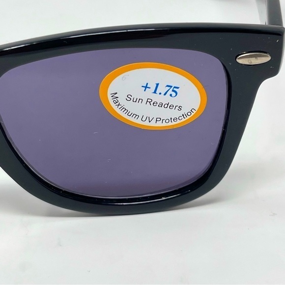 Reader 1.75‎ Sunglasses UV Protection Black Silver with Faux Crock Look Slip Bag - Picture 3 of 7